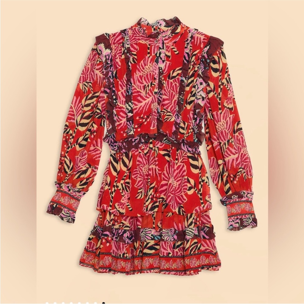 Farm Rio Mixed Floral Ruffle Mini Dress - Picture 8 of 8